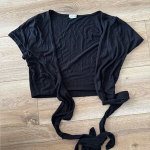 Garage Black Tie-Front Crop Top